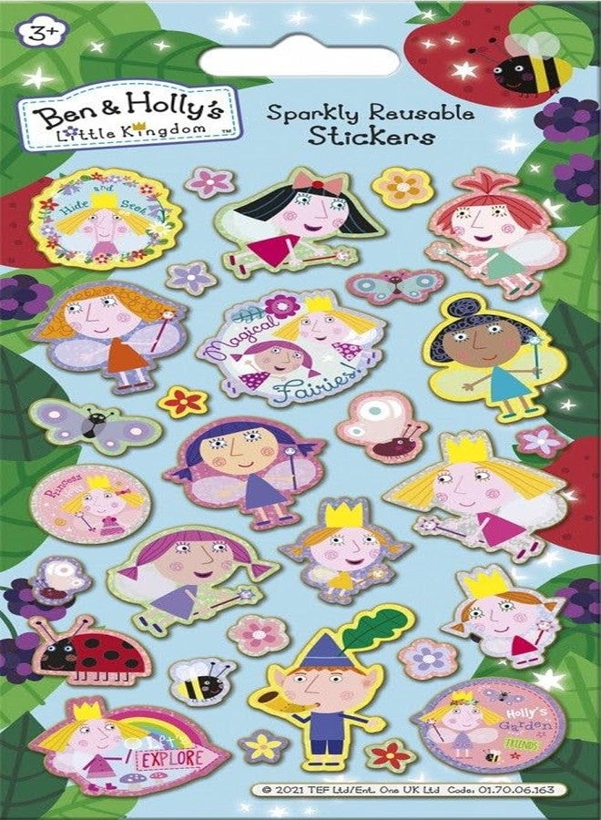 Paper Projects Ben and Holly's Little Kingdom Sparkly Reusable Stickers | Official Licensed Product | Reusable on Non-Porous Surfaces, Blue, 19.5cm x 9.5cm